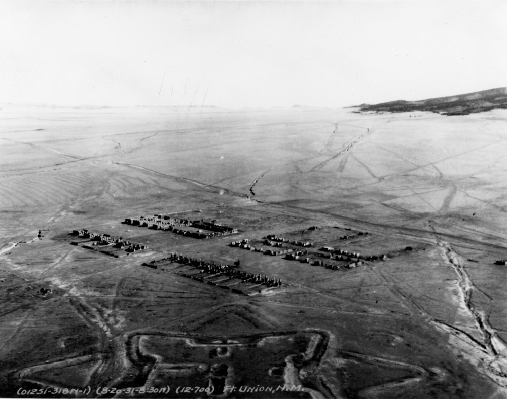 1930's Aerial Photo 2nd & 3rd Fort Union, Depot, Santa Fe Trail ruts 