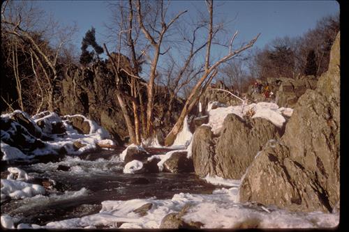 Two Views of Waterfalls and Rapids at Great Falls Park, Virginia