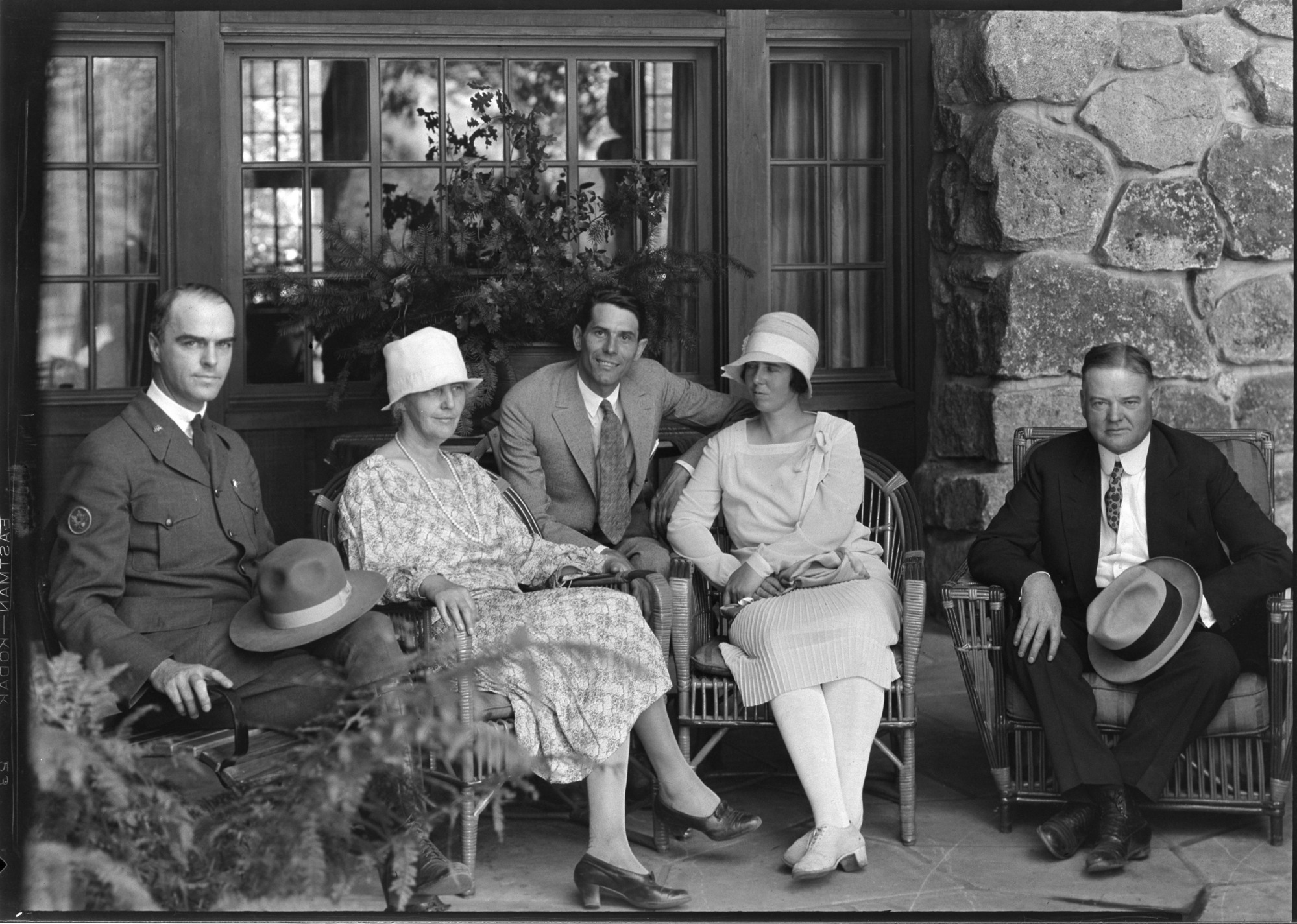 The Hoover Party. left to right: Supt. Lewis, Mrs. Hoover, Don Tressidor, Mary Tressidor, Herbert Hoover, see also RL-9320
