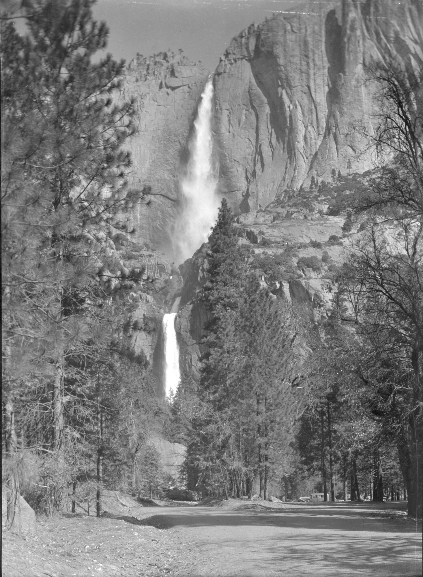Yosemite Falls road after slight selective clearing.