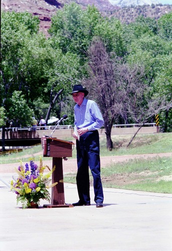 Color Photos of the opening celebration for the new visitor center - Same day as the official shuttle launch.