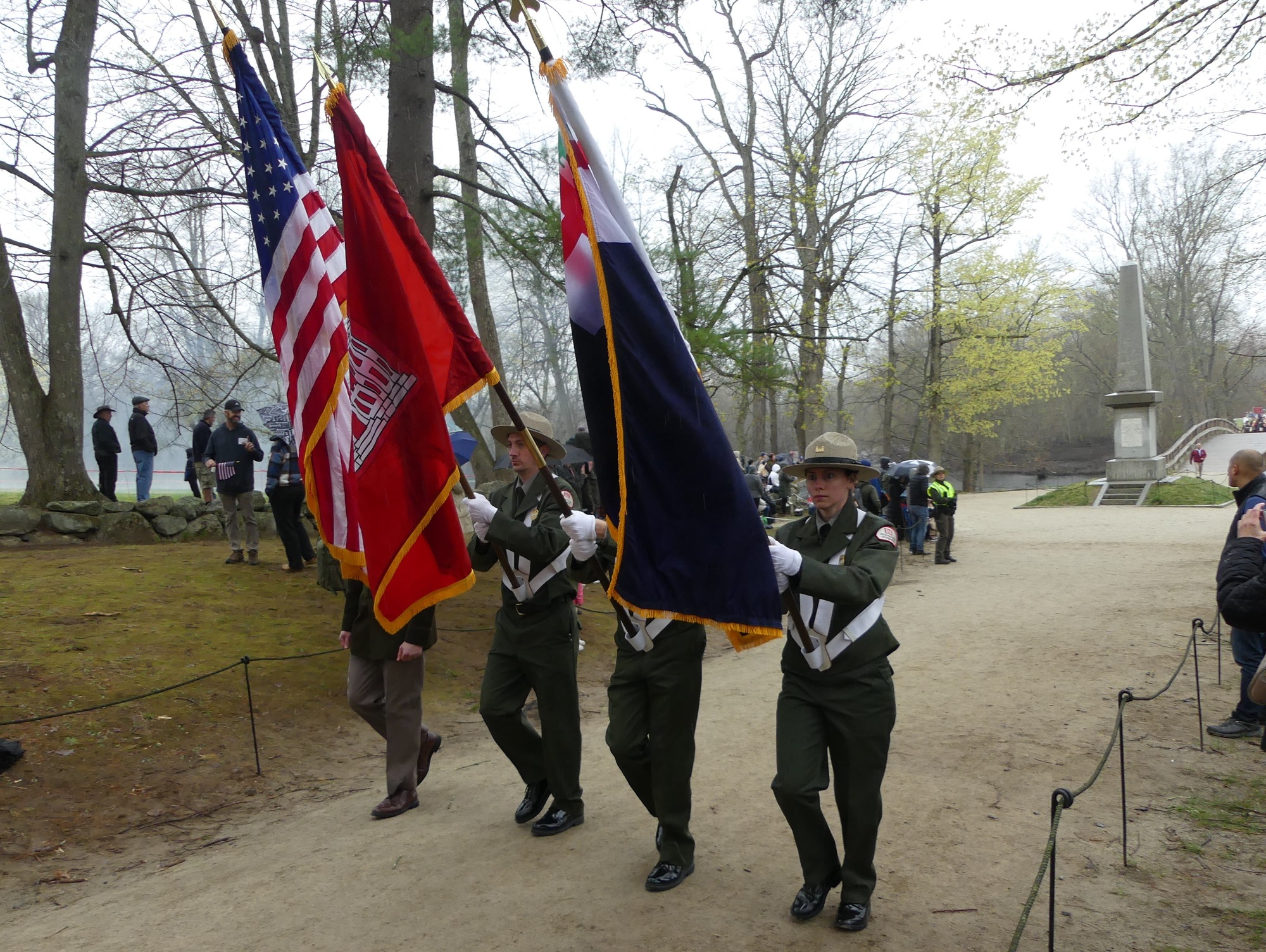 Army Corp of Engineers Color Guard matching in Patriot's Day parade