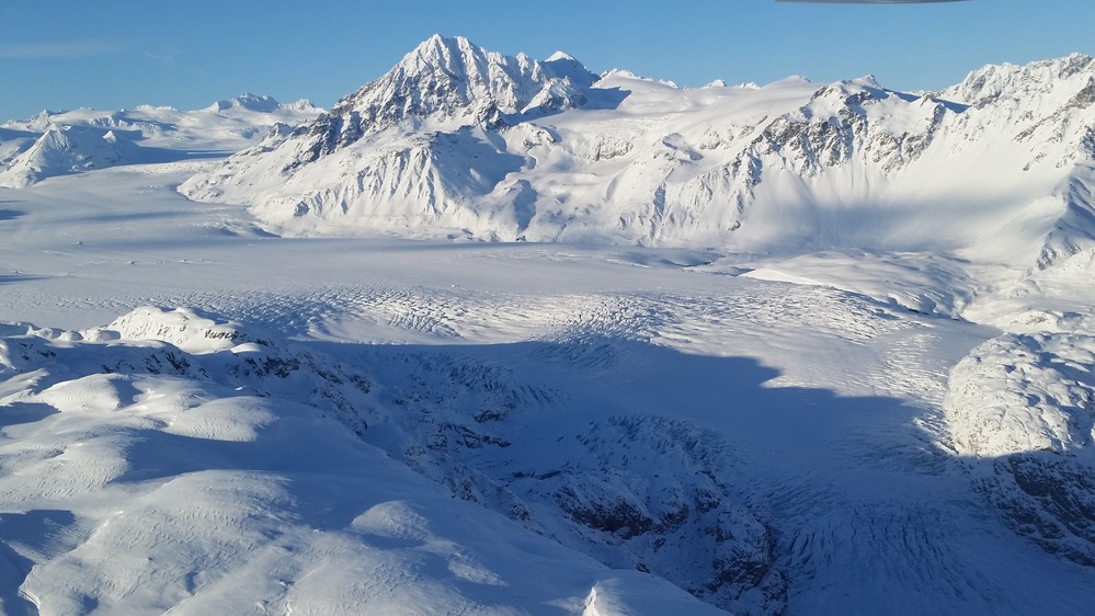 A large glacier in the Chigmit range