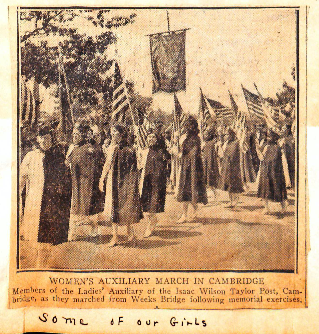 Women of the Ladies Auxiliary marching in a 1940 Cambridge Parade.