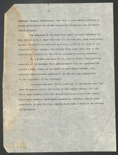 White House Conference of the National Council of Negro Women, Inc, Press Release