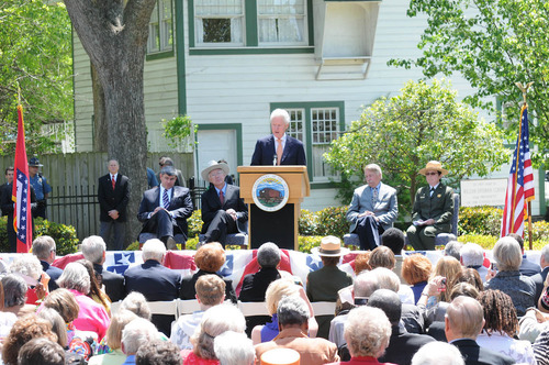 President Clinton speaking at the opening of President William Jefferson Clinton Birthplace Home National Historic Site. 