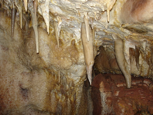 Stalactites hanging from ceiling 