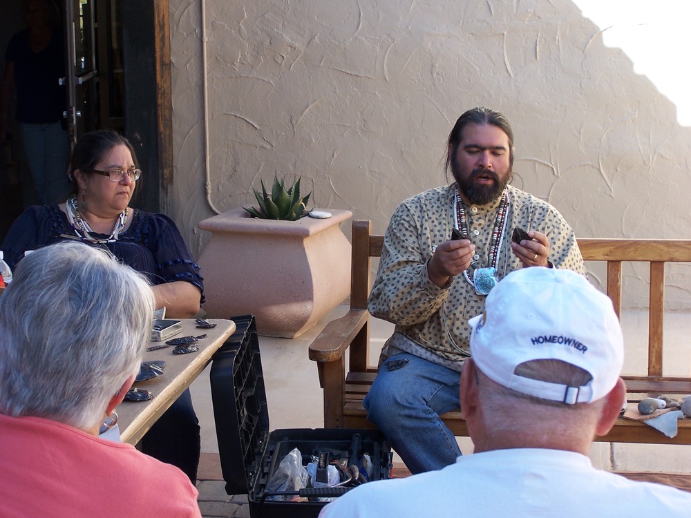 Ben Cunningham-Summerfield demonstrating flint knapping