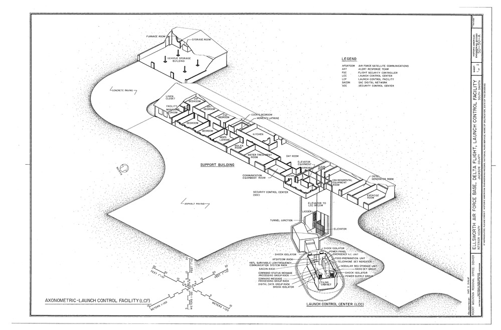 Schematic Drawing of a military building showing above ground and underground components
