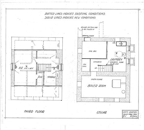 Supt's Quarters, Valley Forge Park: Third Floor & Cellar Plans