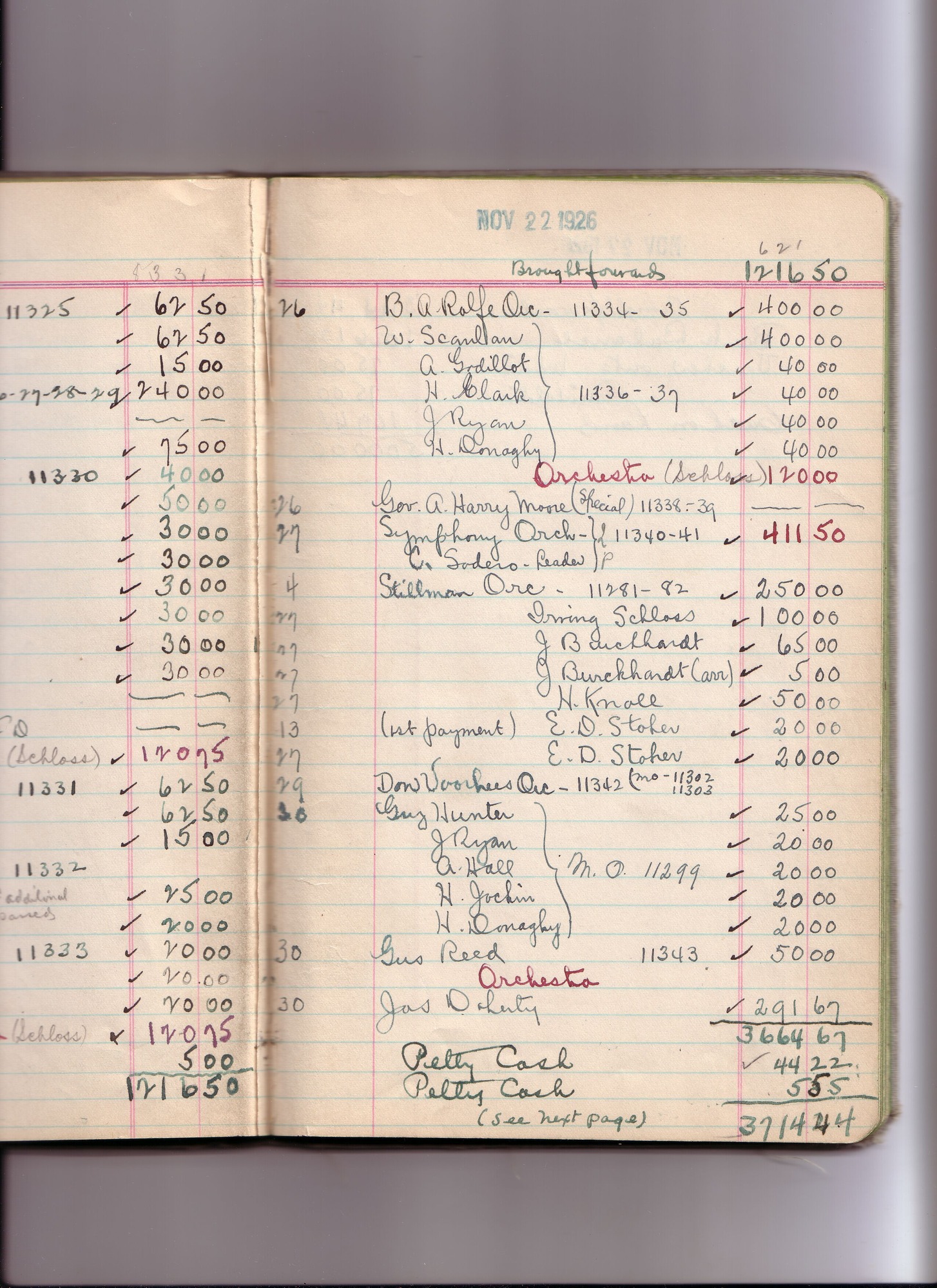 Thomas Edison's New York City Recording Studio Cash Book 19 (of 21), Image 69 (of 116).