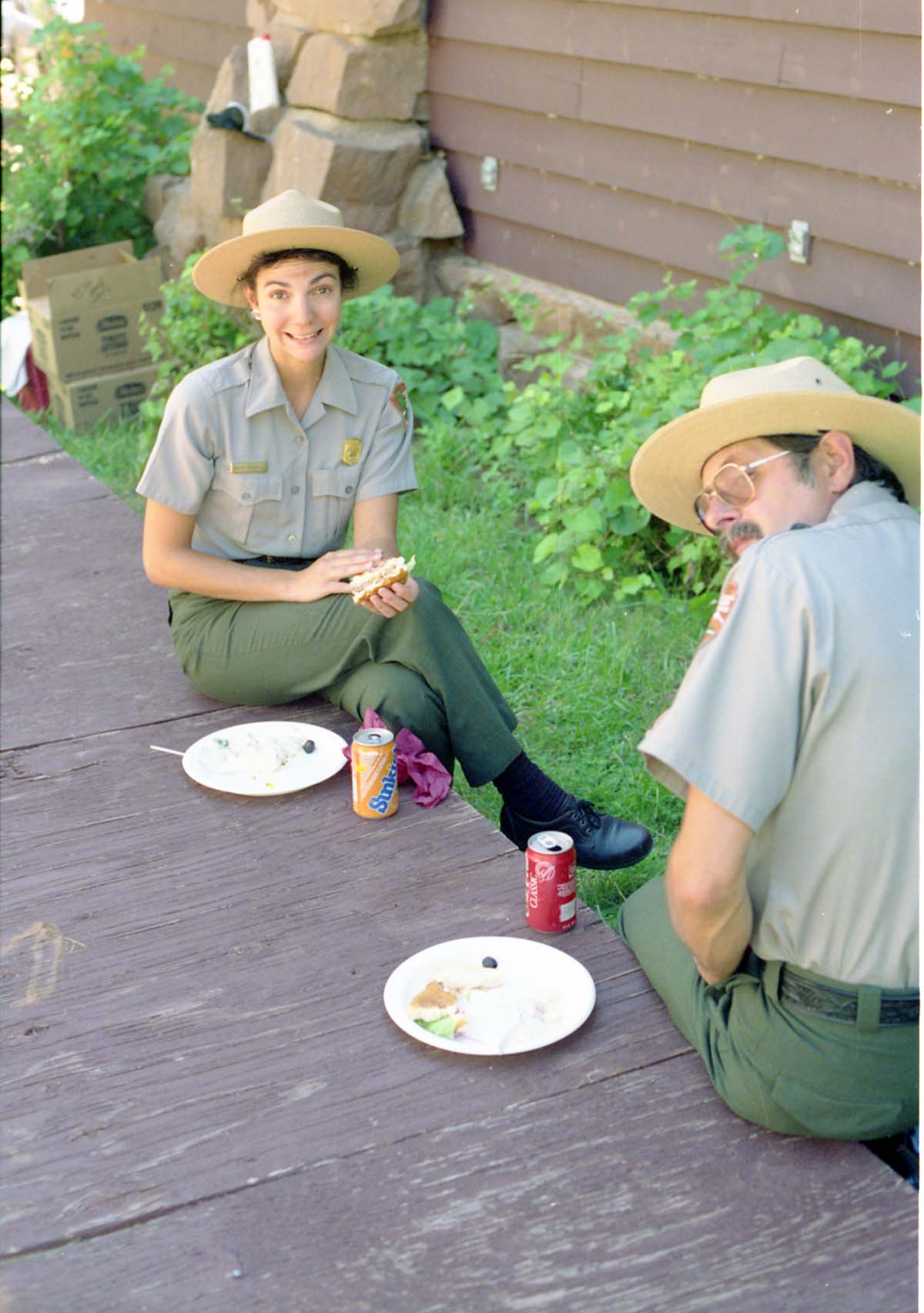 Color Photos of the parks 72nd anniversary celebrations- cake cutting, barbecue, speakers.