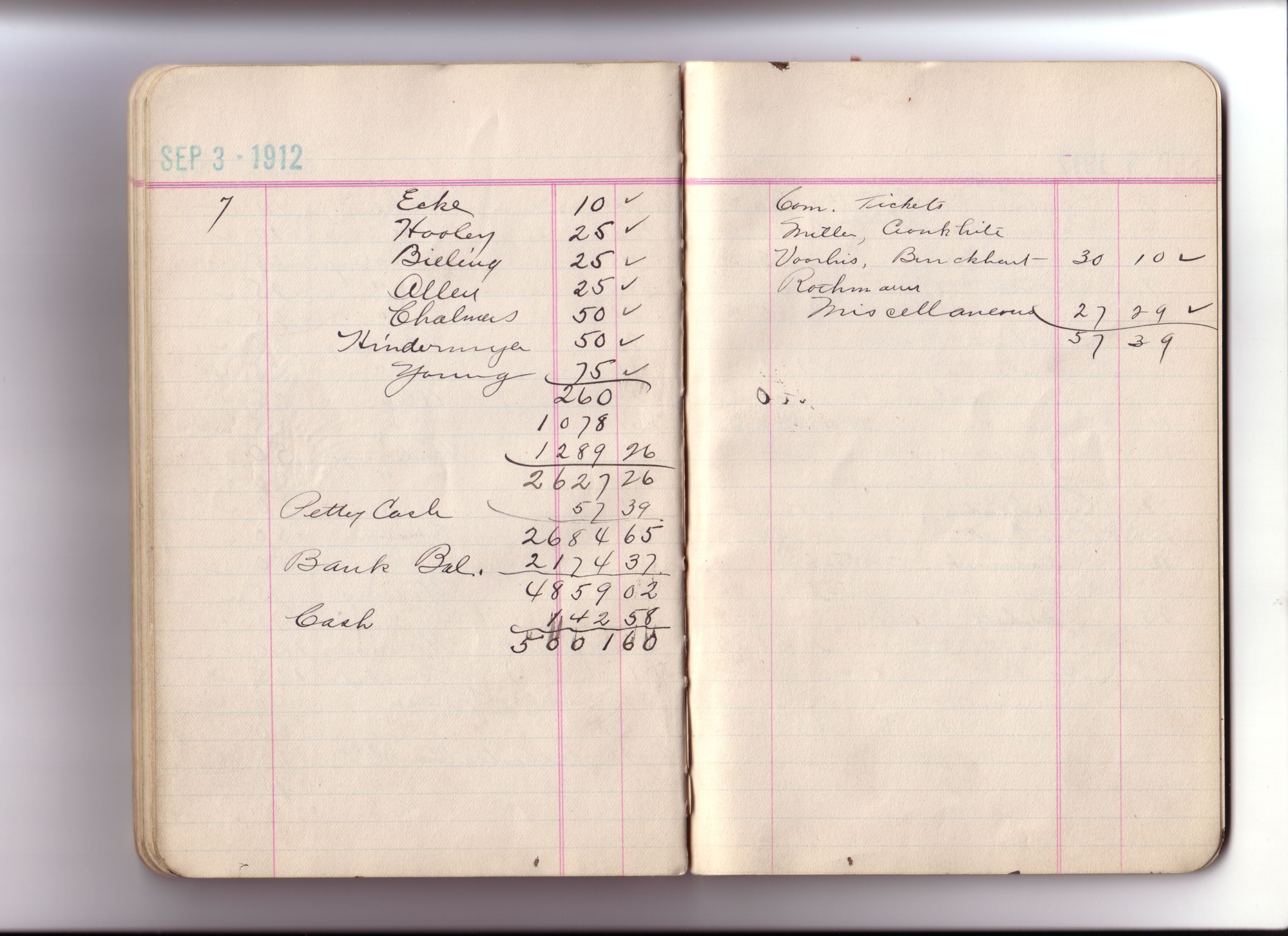 Thomas Edison's New York City Recording Studio Cash Book 09 (of 21), Image 36 (of 48).