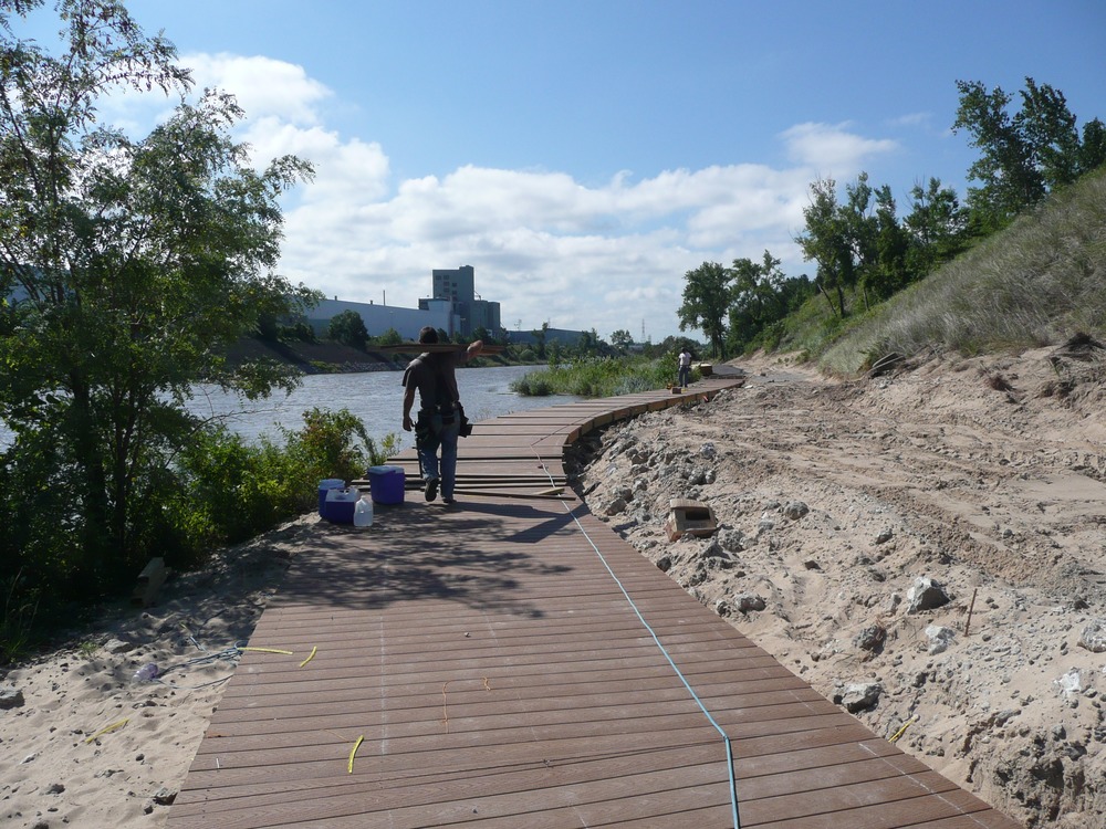 construction of the new Riverwalk along Burns Waterway