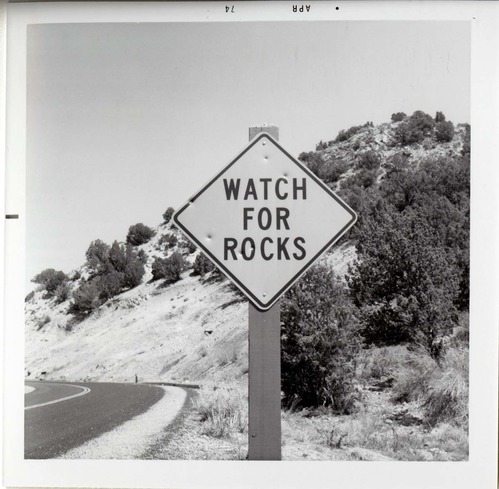 Road sign reading 'Watch for Rocks' in Kolob Canyon.
