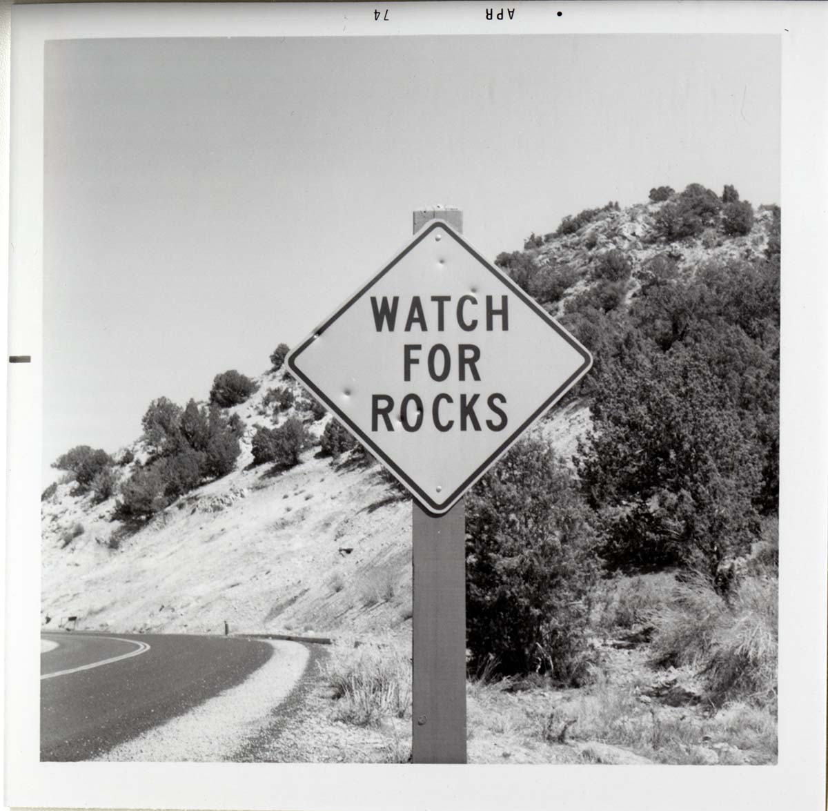 Road sign reading 'Watch for Rocks' in Kolob Canyon.