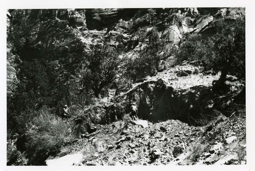 BW Photo of rock slide near echo rock - 35MM.