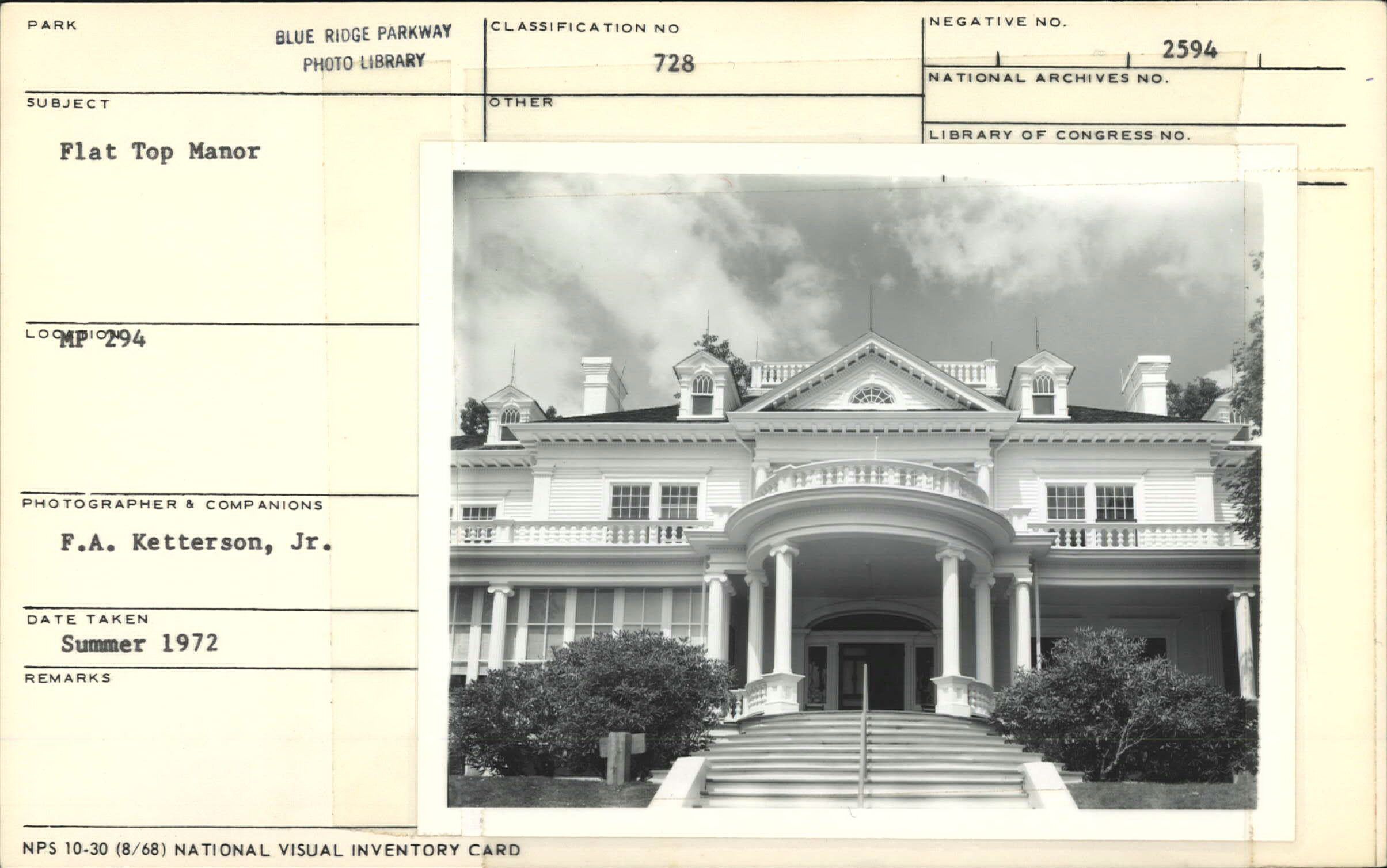Flat Top Manor looking up towards house