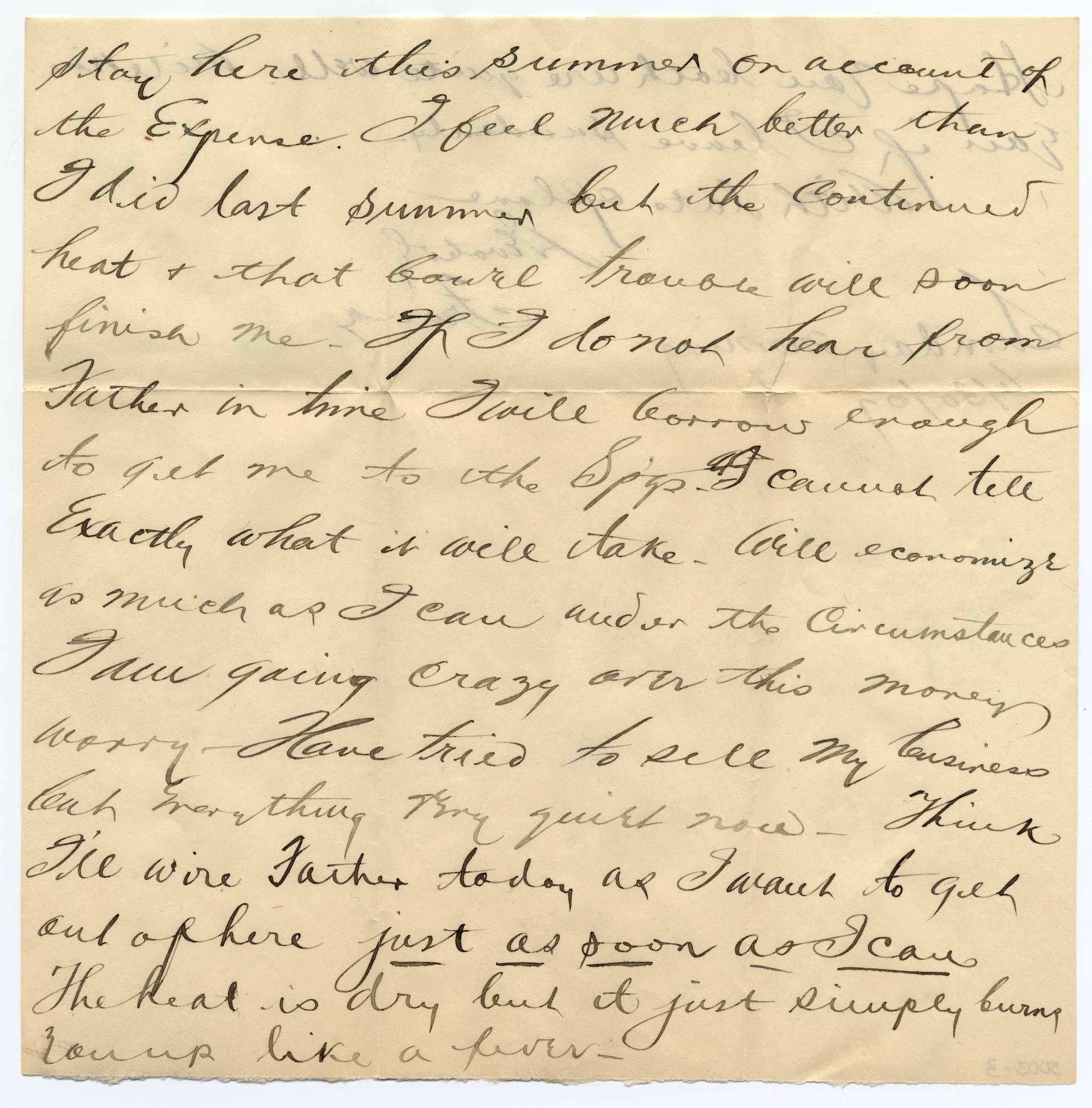 The letter is written on the front and back of two pieces of paper. It's written in cursive using black ink.