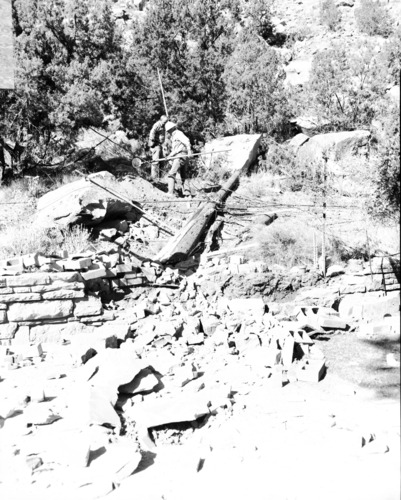Rock fall behind Chief Ranger Fred Brueck's residence.