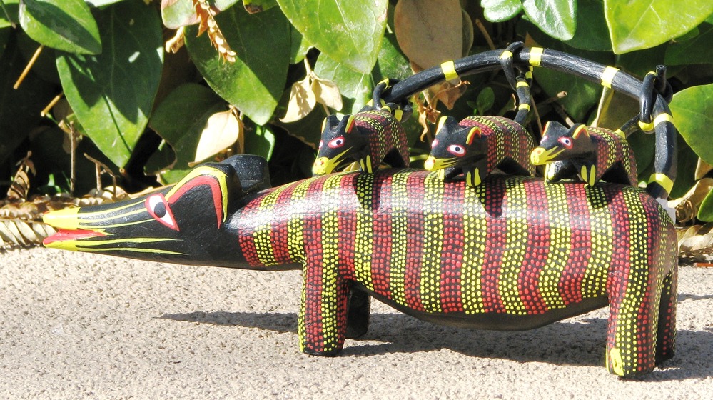 Oaxacan wood carving opossum