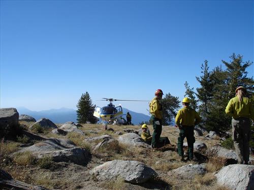 Park helicopter performs aerial ignition and reconnaissance on Highbridge Prescribed Fire, Sequoia and Kings Canyon National Parks, October 2005