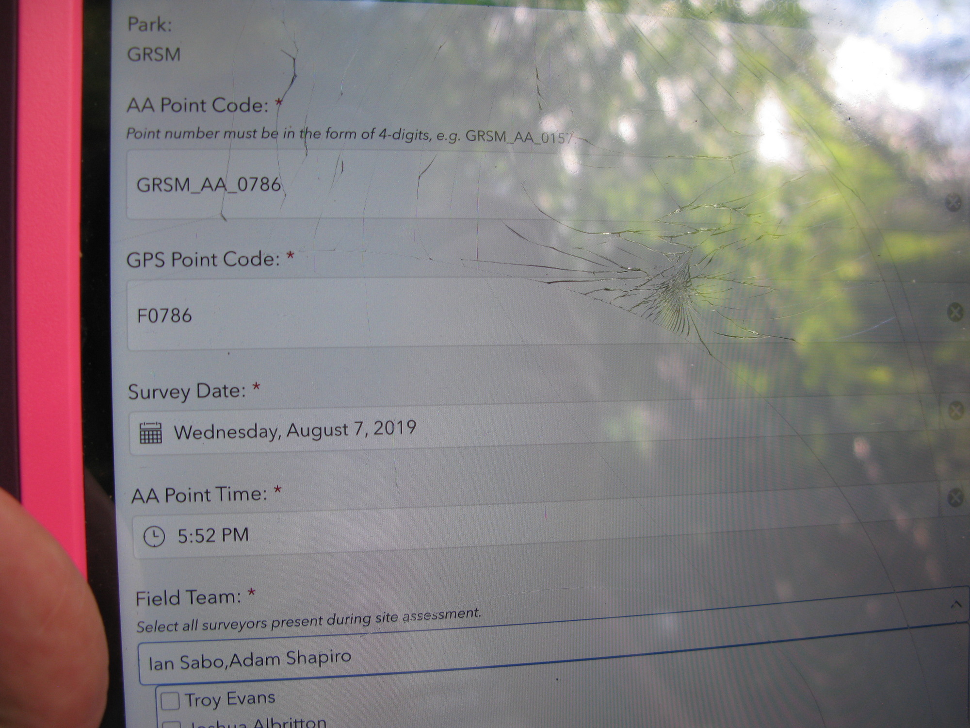 GRSM Accuracy Assessment. Plot Code: GRSM_AA_0786_1