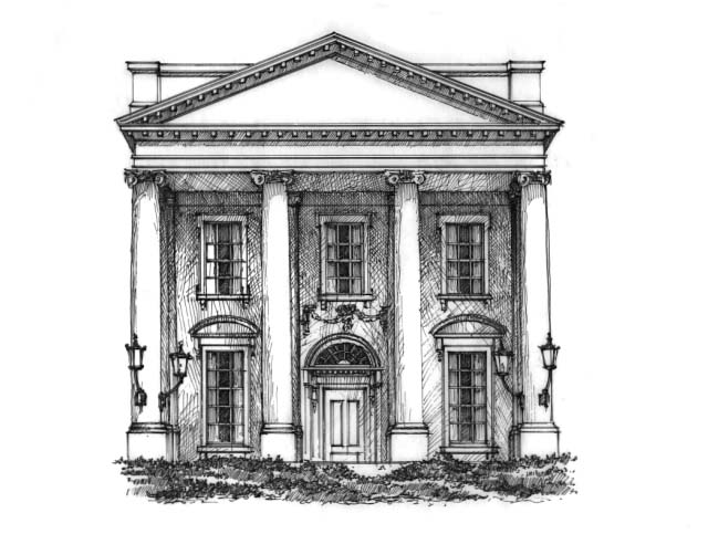 View of the North Entrance of the White House.