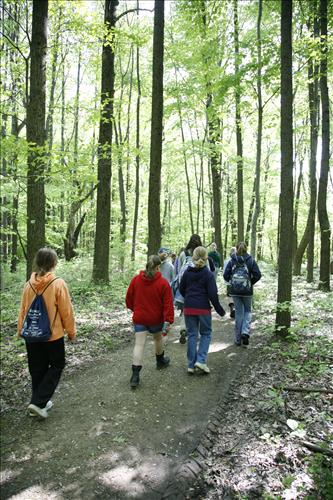 CVEEC Girl Scouts hiking on trail