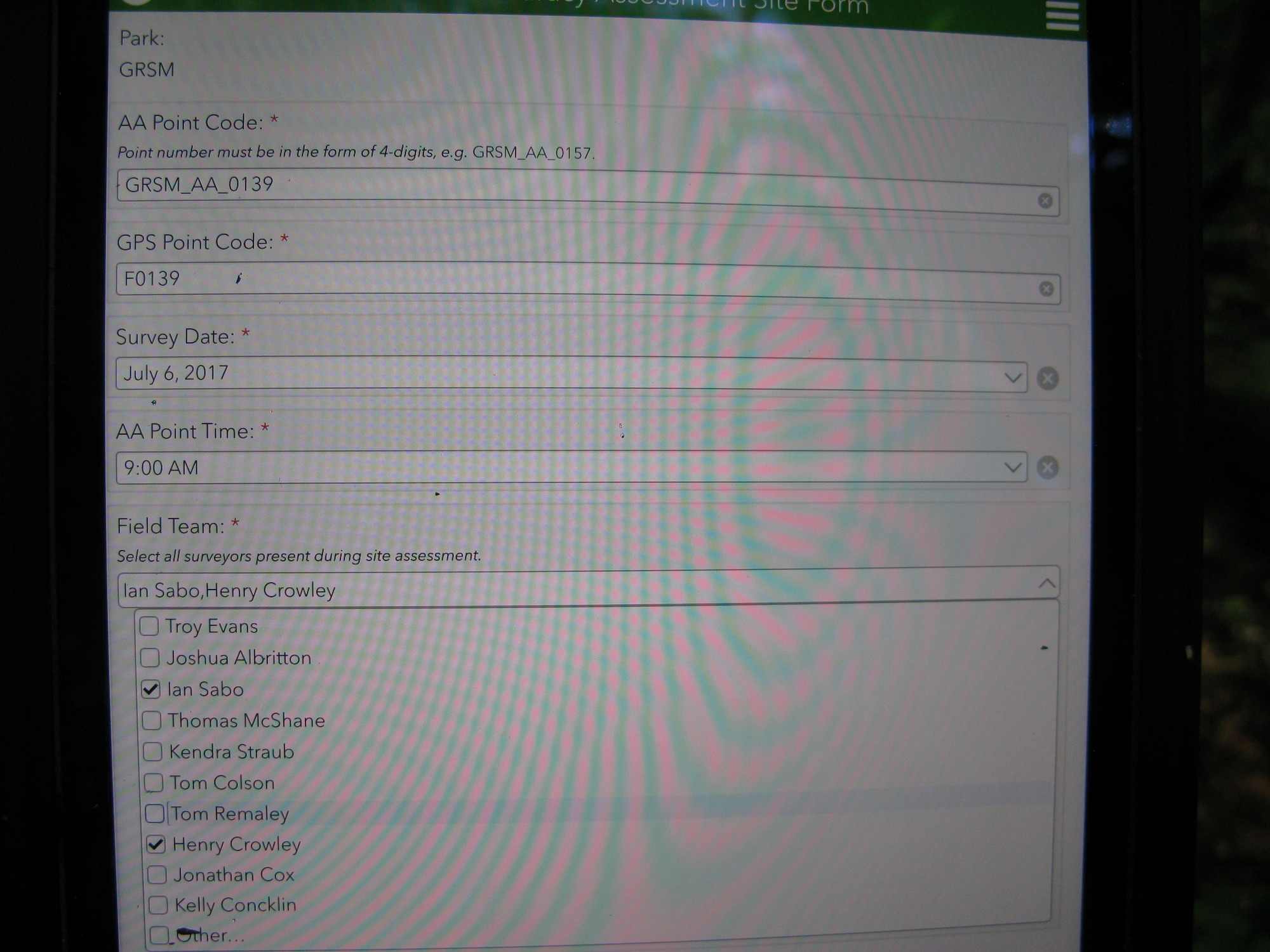 GRSM Accuracy Assessment. Plot Code: GRSM_AA_0139_1