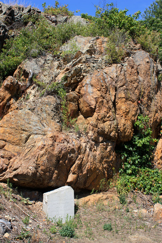Photograph of rock exposed at the “Bloody Bluff” in Minute Man National Historical Park. 