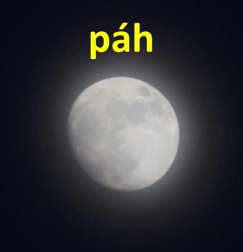 Full moon with the word pah over it