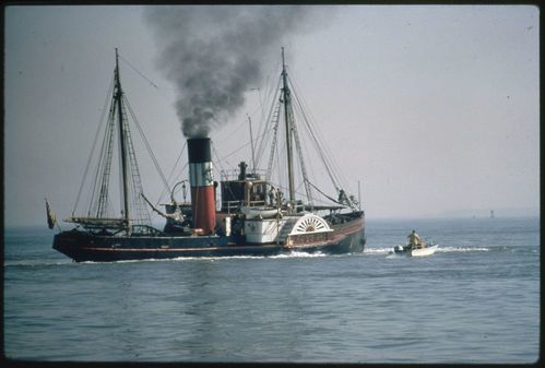 Eppleton Hall (built 1914; tugboat) arriving in San Francisco from Newcastle, England, March 24, 1970