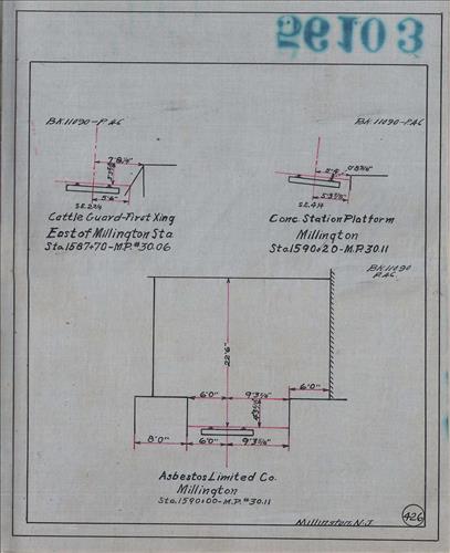 56103.LB--clearance sketches--Structures less than 8 feet from center line of track or less than 22 feet above top of rail [Group 13]
