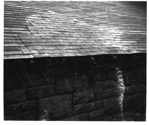 BW photo of rock slide in the maintenance yard - 110 MM.