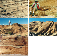 Five photographs of unusual sedimentary features in the Navajo and Entrada sandstones, Glen Canyon National Recreation Area. 