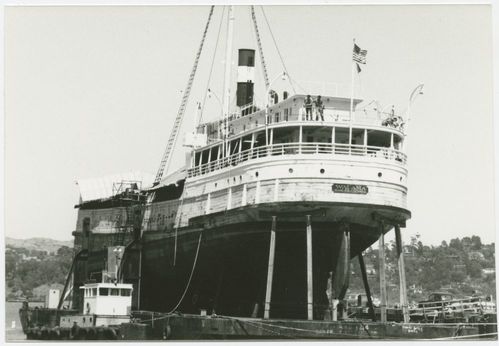 Various views of Wapama (built 1915; steam schooner) for condition survey and at different points during rennovation, circa 1987-1991