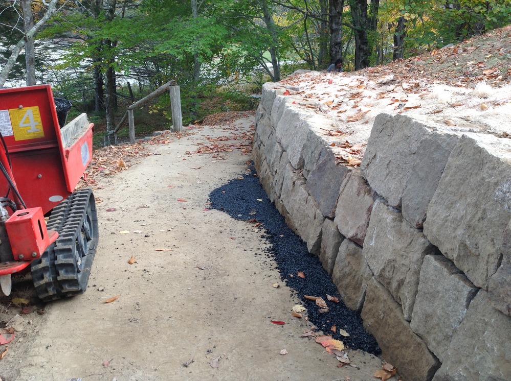 Repaired retaining wall at Echo Lake on the Beech Cliff Trail, 2017.
