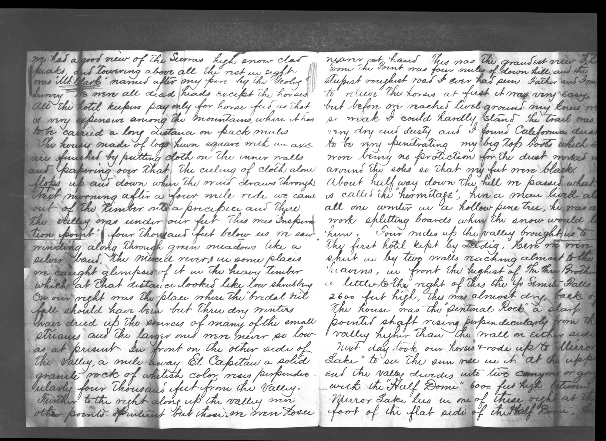 Copy of letter from Alonzo Clark, son of Galen Clark, to an aunt.