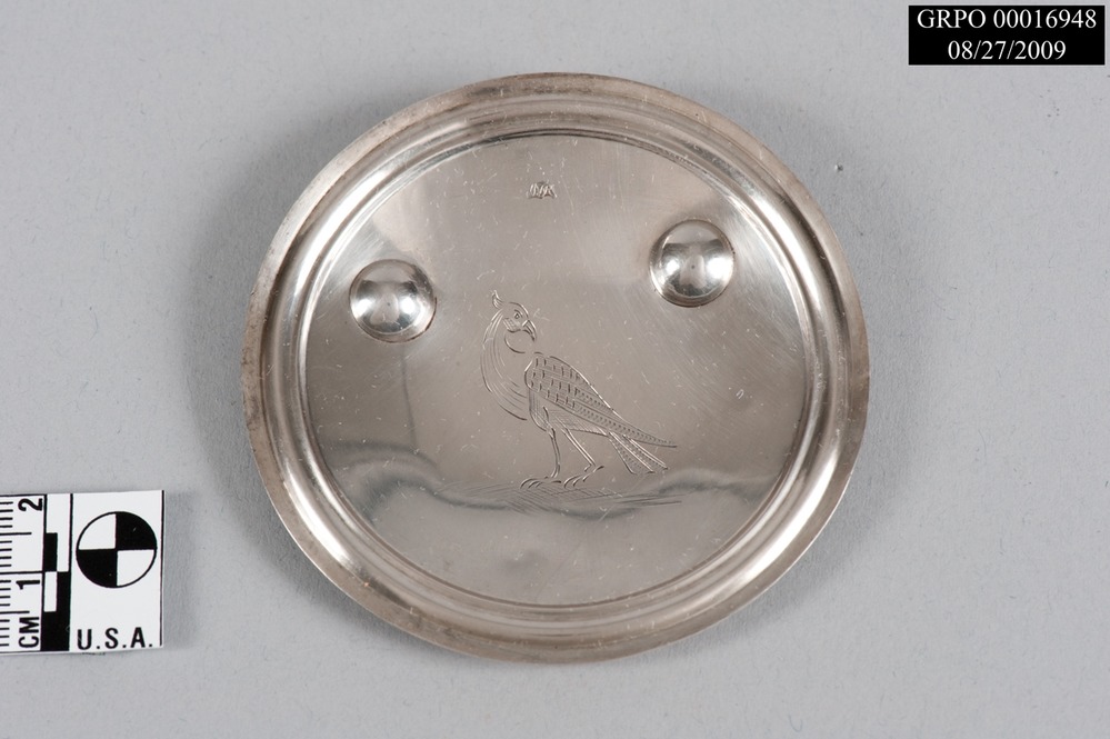 Silver Moon Gorget Etched with Pheasant Decoration