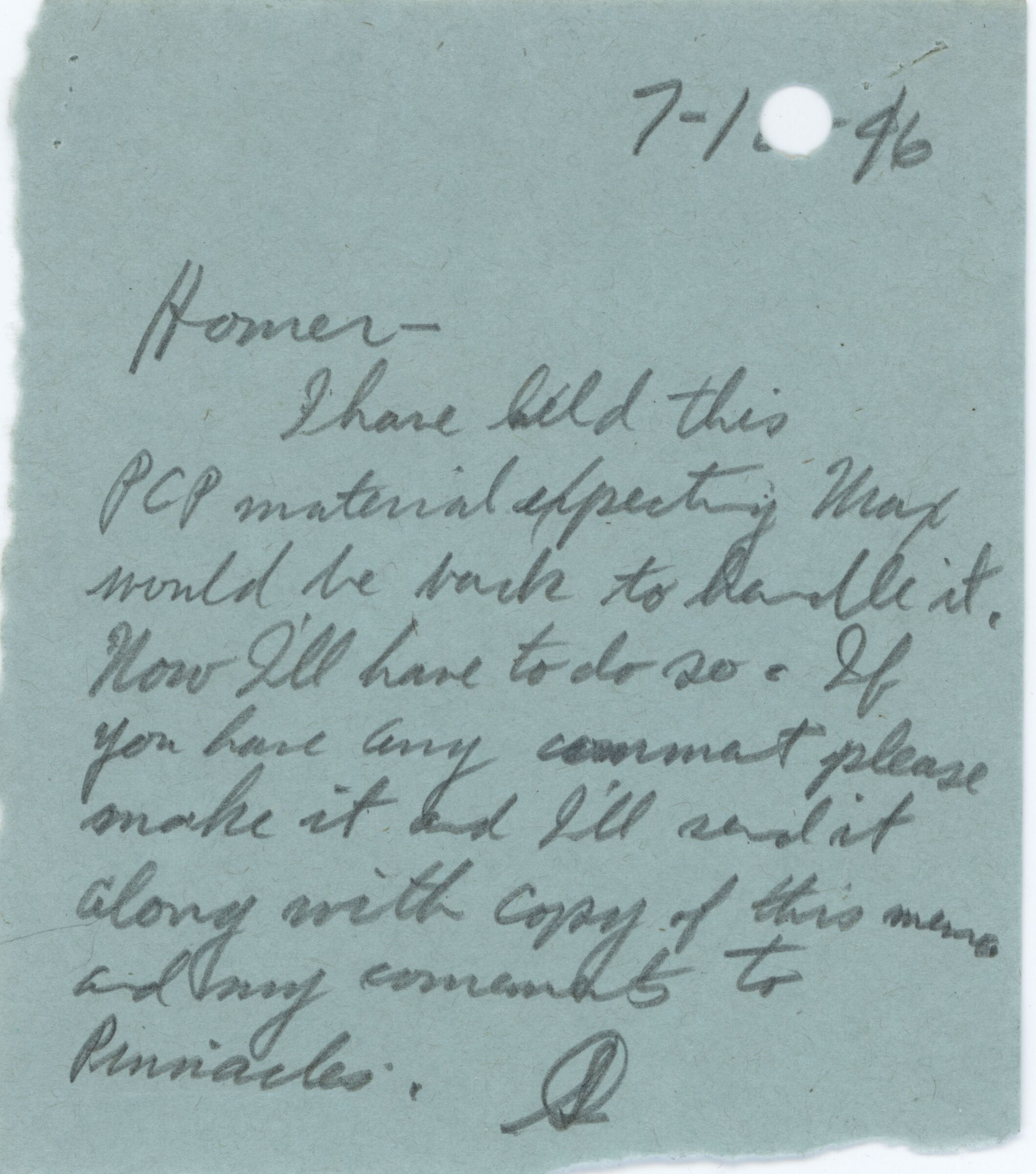 Project Construction Program Memorandum Note