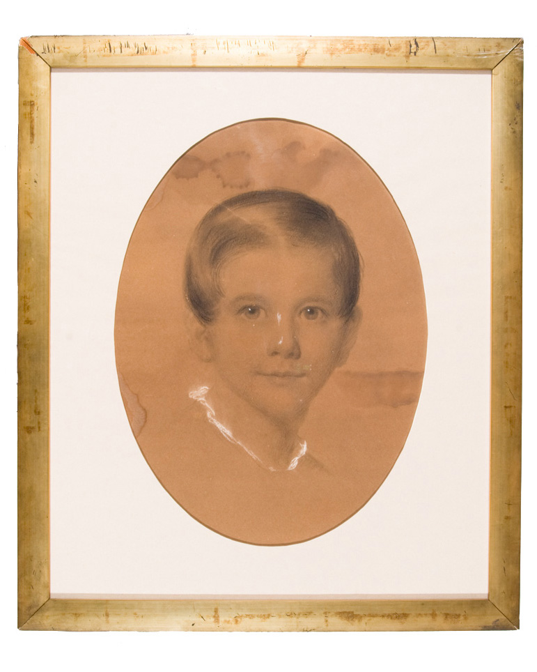 Chalk and charcoal portrait of young boy