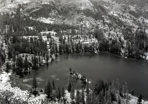 One of ten lakes from top of Grand Mt. looking west.