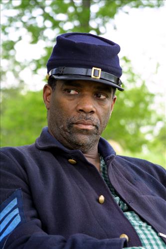Close-ups of interpreters of Civil War Colored Troops at Stones River National Battlefield, April 2004