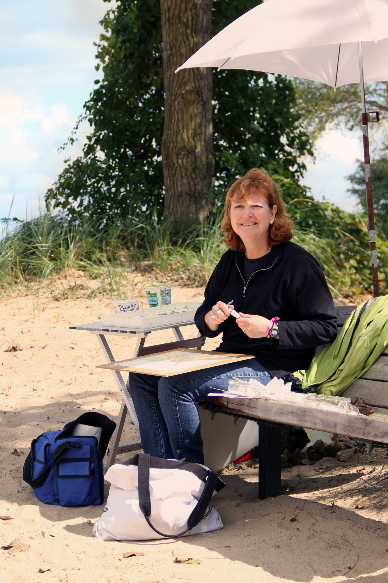 Joan G. Richmond paints as the Artist in Residence for Indiana Dunes National Park in 2014.
