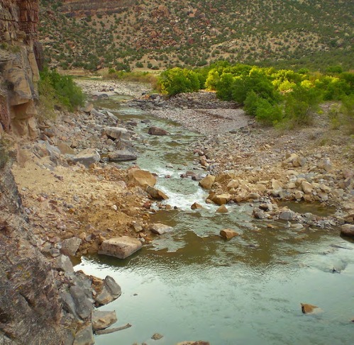 Warm Springs Rapid after the rock fall,
mid August 2012.