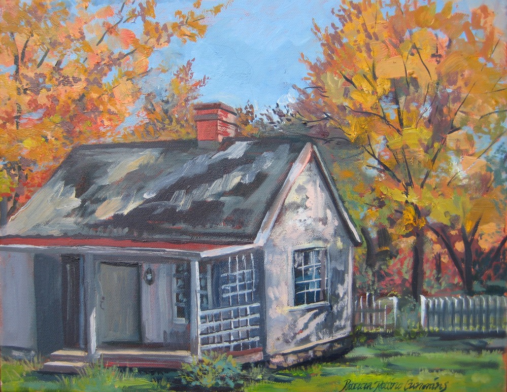 "Back Door at Hoover Cottage", 14-inch by 11-inch oil painting by Patricia Rottino Cummins, 2009