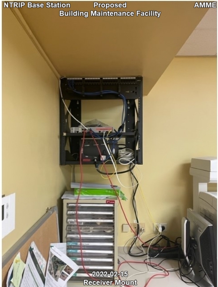 Proposed NTRIP base station antenna mount at AMME building maintenance facility.