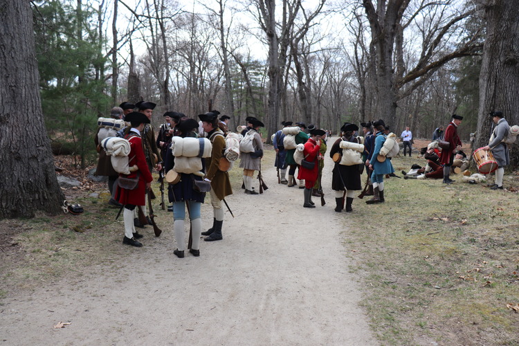 Reenactors waiting for the event to start 
