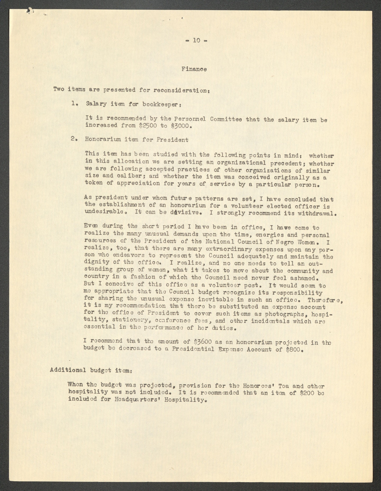 NCNW, meeting minutes, 1950